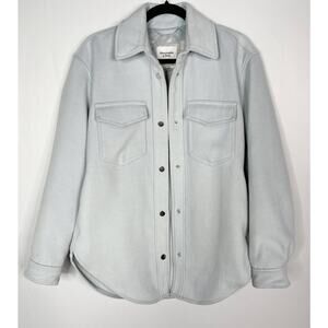 Abercrombie and Fitch Womens Small S Light Blue Gray Cozy Shacket Snap Button